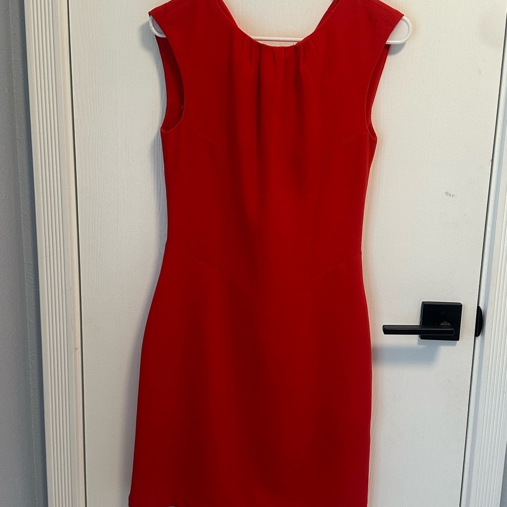 Red Sheath Mini Dress with Crew Neck for Night Out